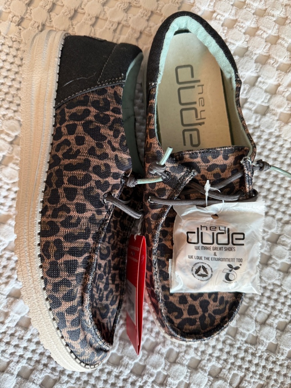 Hey Dude Wendy Slip-On Sneakers in Brown Leopard Print - Picture 2 of 3